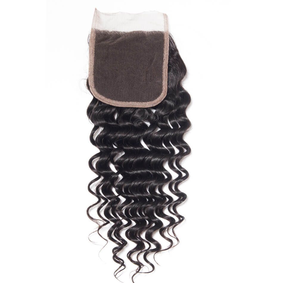 Virgin Indian Deep Wave 4 Bundles With Closure 10A Evan Hair 100% Human ...