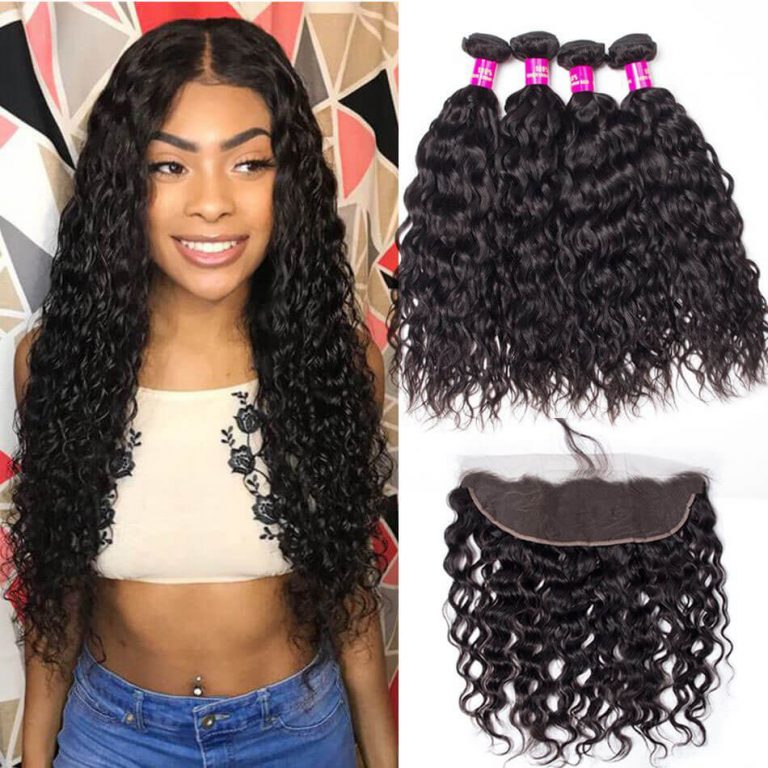 10a Malaysian Curly Weave Hair 4 Bundles With Lace Frontal Evan Hair