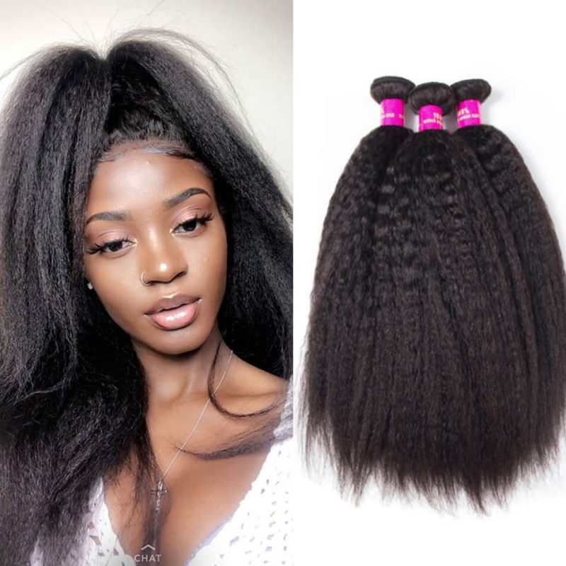 Kinky Straight Human Hair Bundles Evan Hair Malaysian Kinky Straight ...