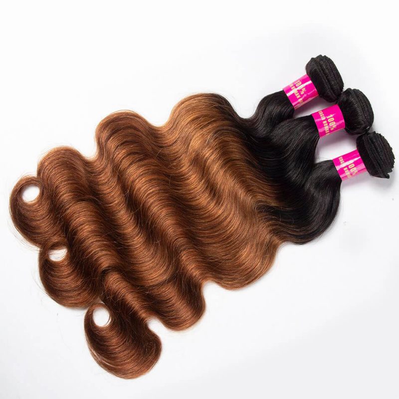 Ombre Hair 1b 30 Color Brazilian Body Wave 3 Bundles Brown Color Virgin ...