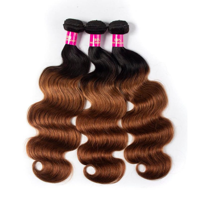 Ombre Hair 1b 30 Color Brazilian Body Wave 3 Bundles Brown Color Virgin ...