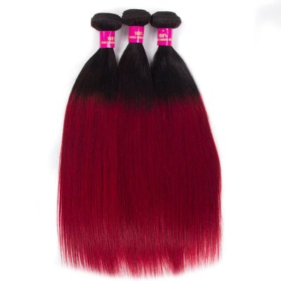 Ombre Brazilian Straight Burgundy Hair Color Human Hair Bundles