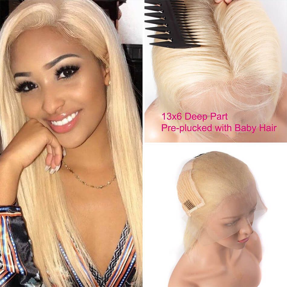 613 Blonde Straight Human Hair 13 6 Lace Front Wigs Virgin Straight Hair Front Wigs Pre Plucked Full With Baby Hair Sale