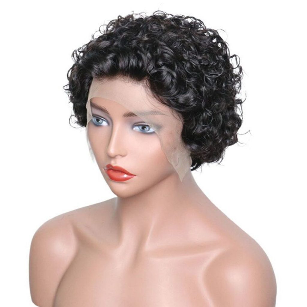 Short Water Wave Bob Wig 8 Inch Bouncy Curly 180% Density Lace Front ...
